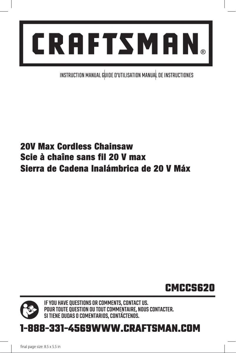 Page 1 de la notice Manuel utilisateur Craftsman CMCCS620M1