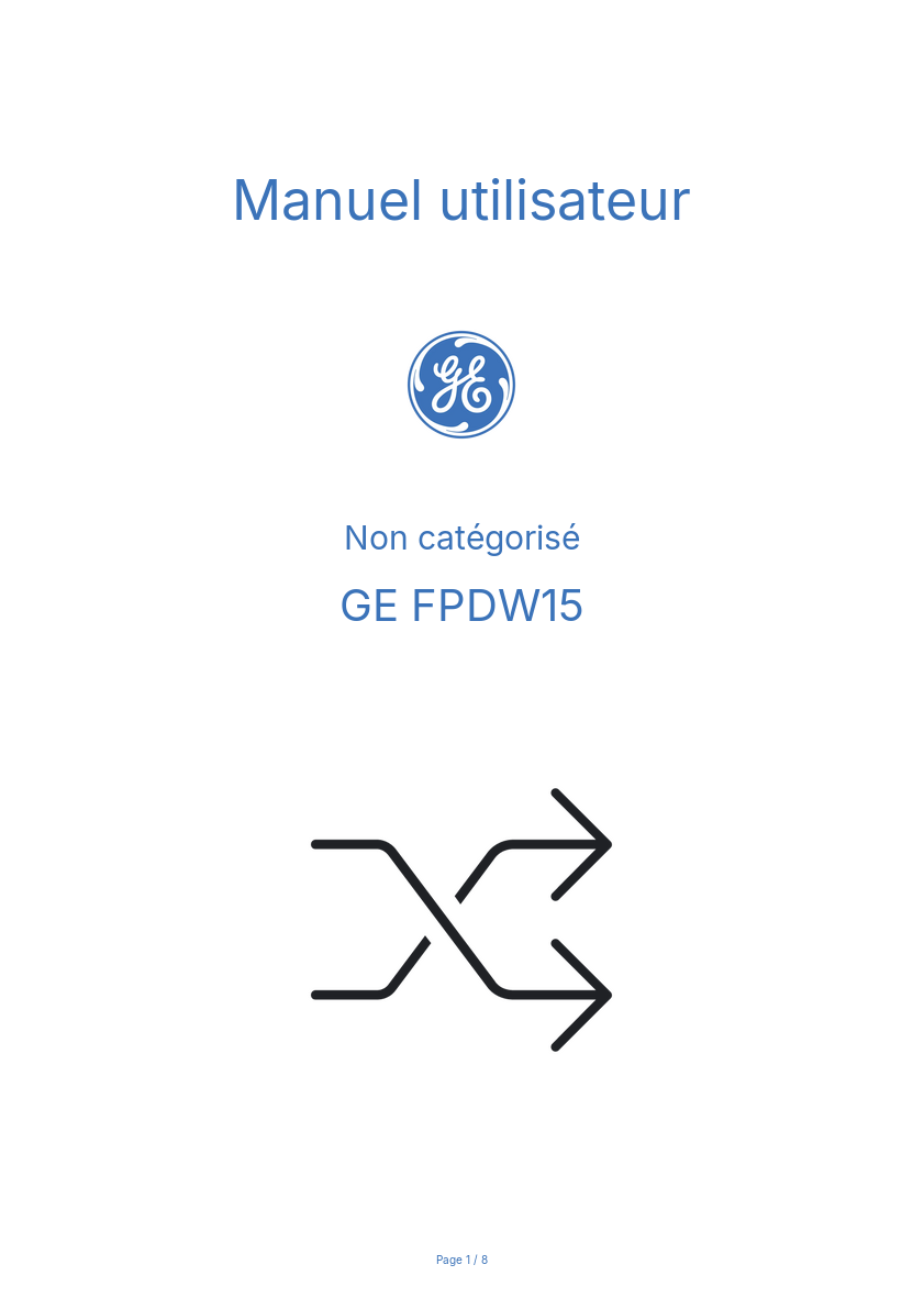 Page n°1 - Manuel utilisateur GE FPDW15