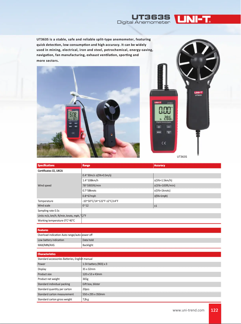 Image de la première page du manuel de l'appareil UT363s