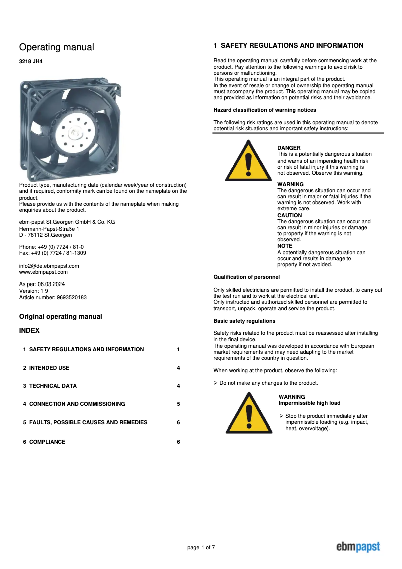 Image de la première page du manuel de l'appareil 3218 JH4