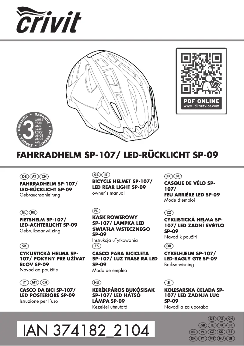 Page n°1 - Manuel utilisateur Crivit IAN 374182