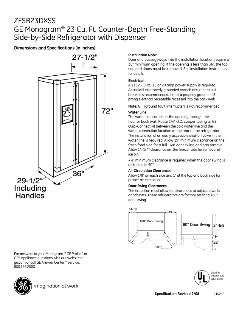 Image de la première page du manuel de l'appareil ZFSB23DXSS
