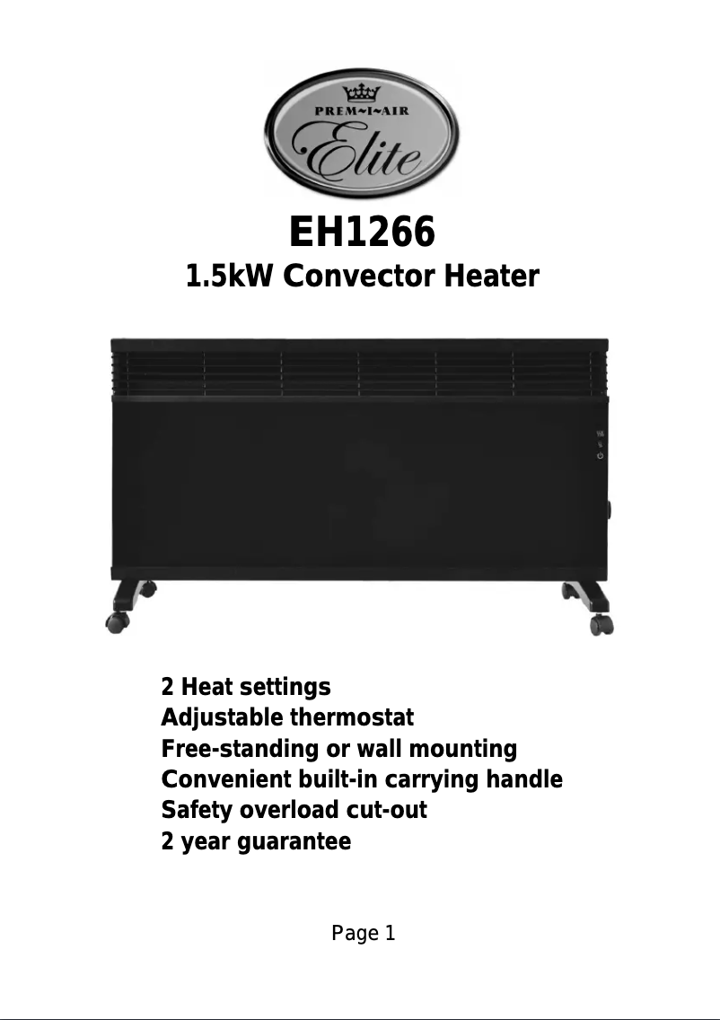 Page n°1 - Manuel utilisateur Prem-I-Air EH1266