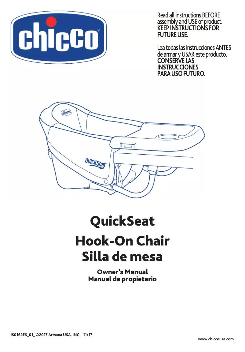 Page 1 de la notice Manuel utilisateur Chicco QuickSeat Hook-On