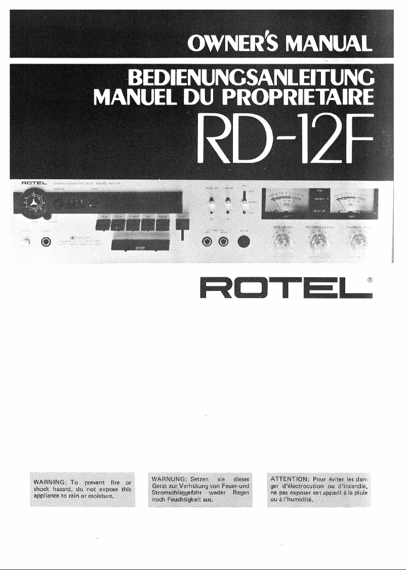 Page n°1 - Manuel utilisateur Rotel RD-12F