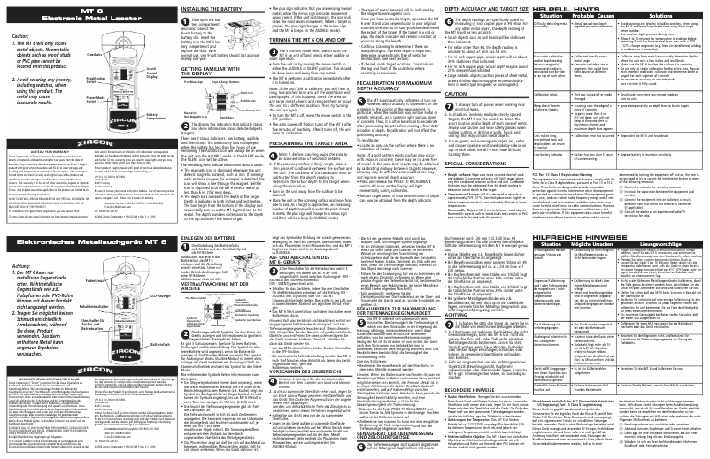 Page 1 de la notice Manuel utilisateur Zircon MT6