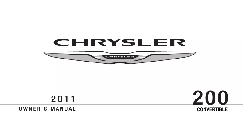 Page 1 de la notice Manuel utilisateur Chrysler 200 convertible (2011)
