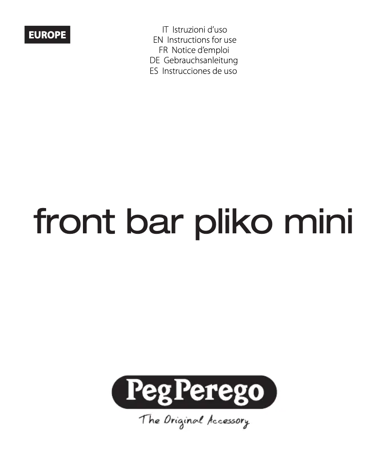 Page n°1 - Manuel utilisateur Peg Perego Front Bar Pliko Mini