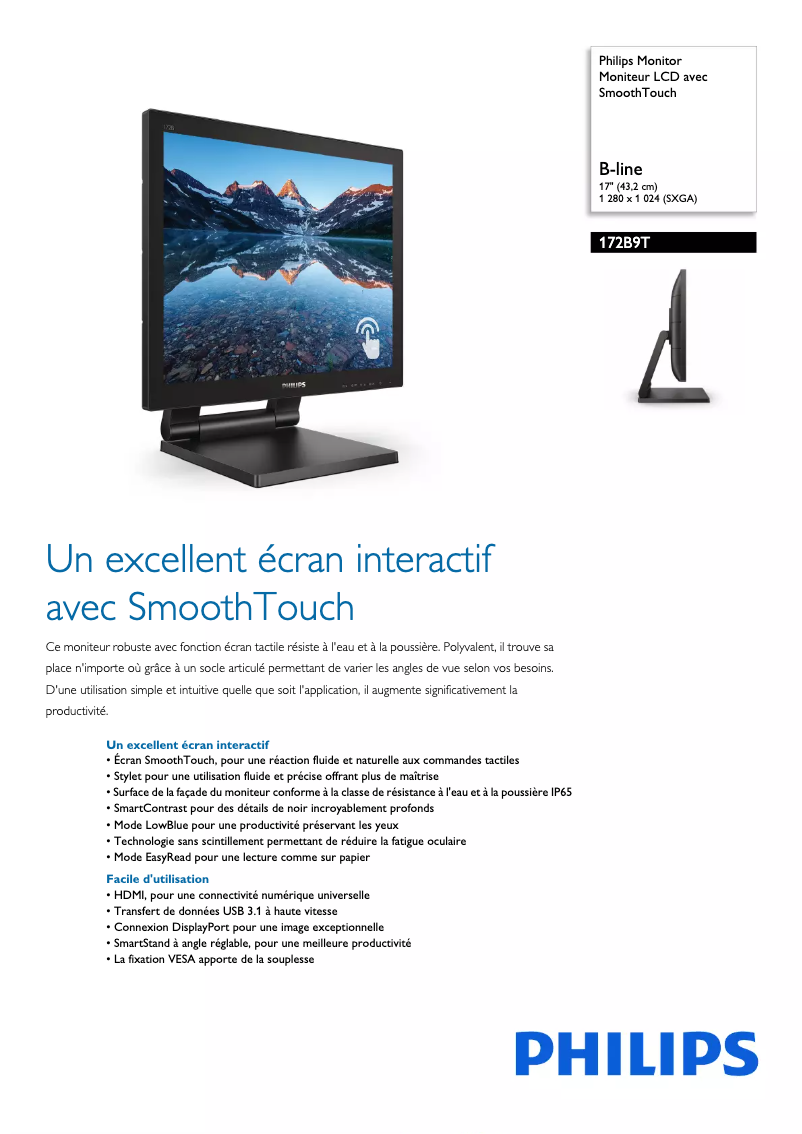 Page n°1 - Fiche technique Philips B Line 172B9T