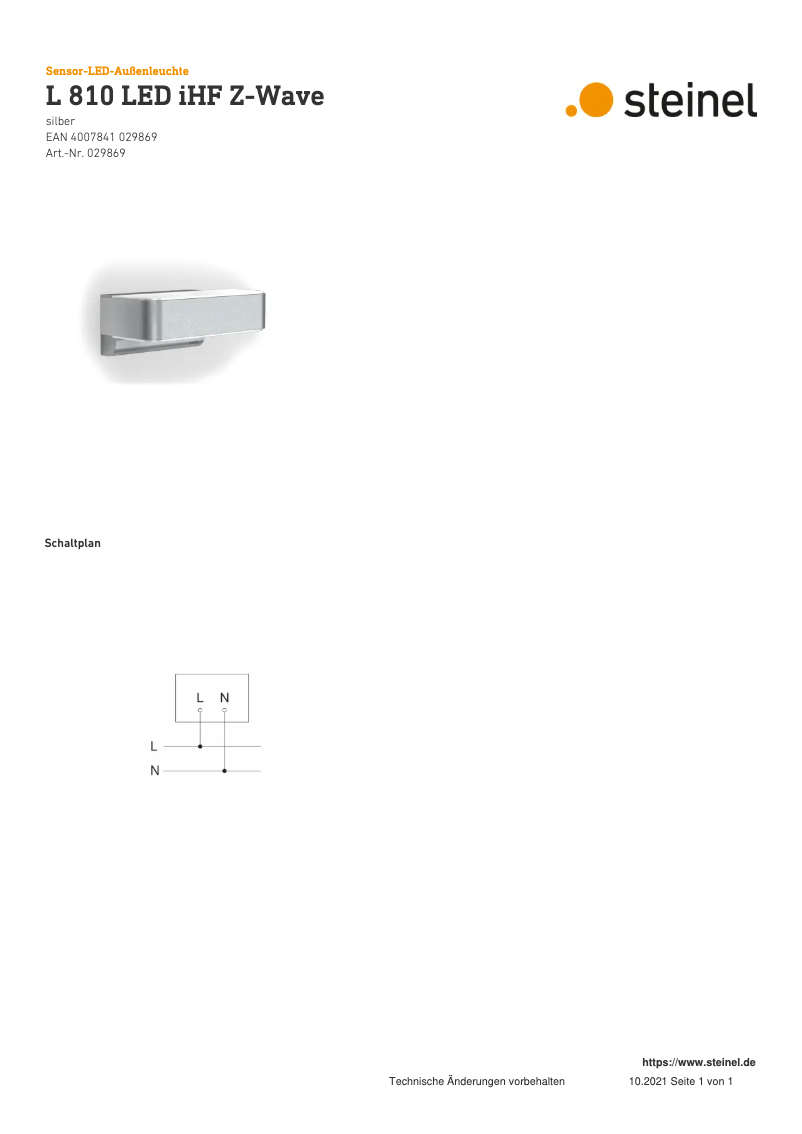 Image de la première page du manuel de l'appareil L 810 S Z