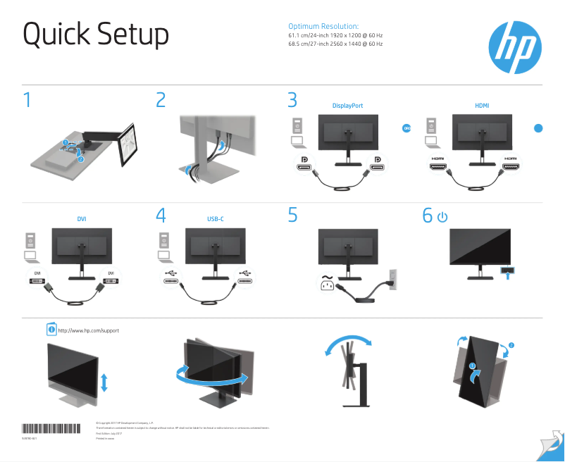 Page n°1 - Guide d'installation HP Z24n G2