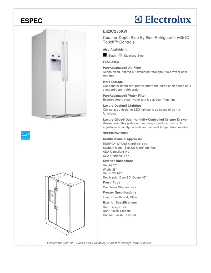 Image de la première page du manuel de l'appareil EI23CS35K