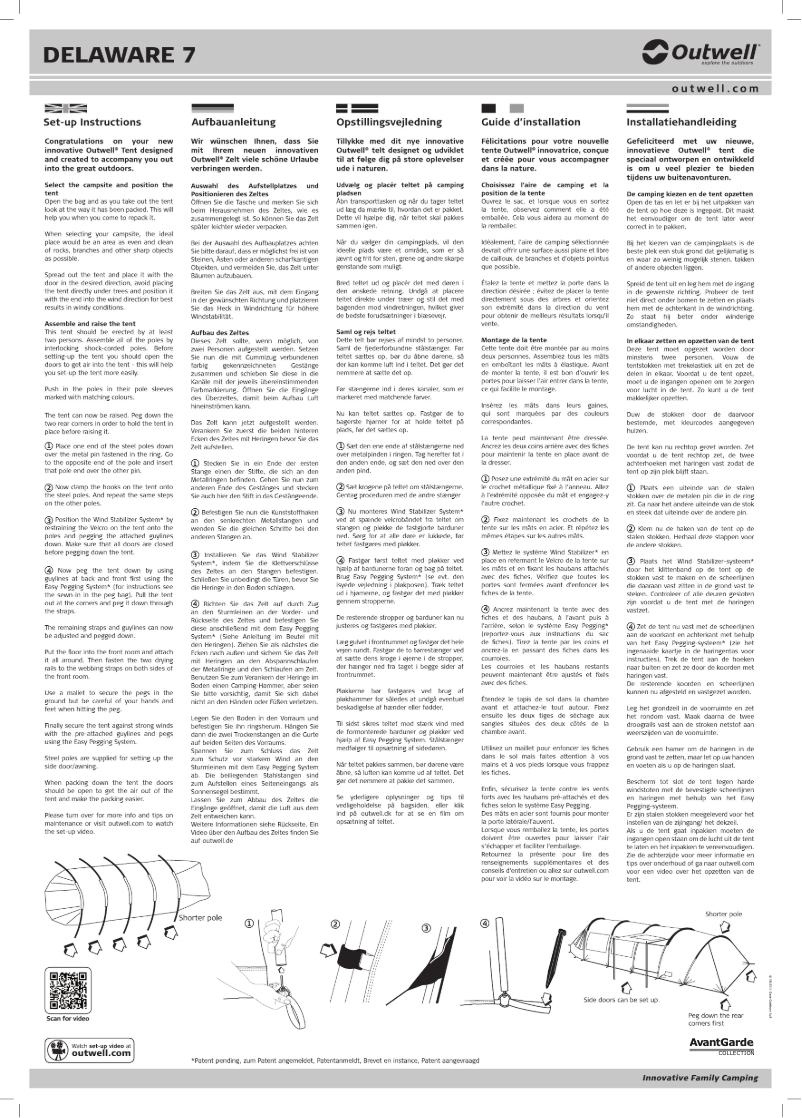 Página 1 del manual Manual de usuario Outwell AvantGarde Delaware 7