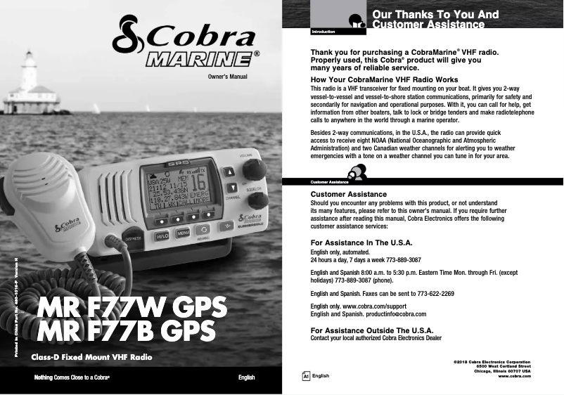 Page 1 de la notice Manuel utilisateur Cobra MR F77B GPS