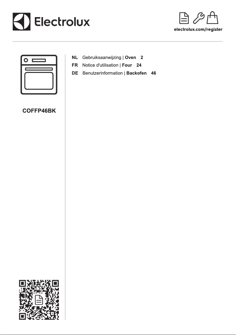 Page 1 de la notice Manuel utilisateur Electrolux COFFP46BK