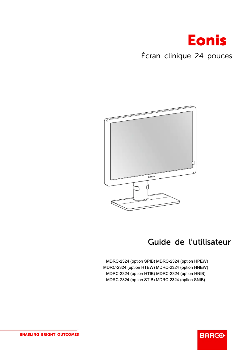 Page 1 de la notice Manuel utilisateur Barco Eonis MDRC-2324