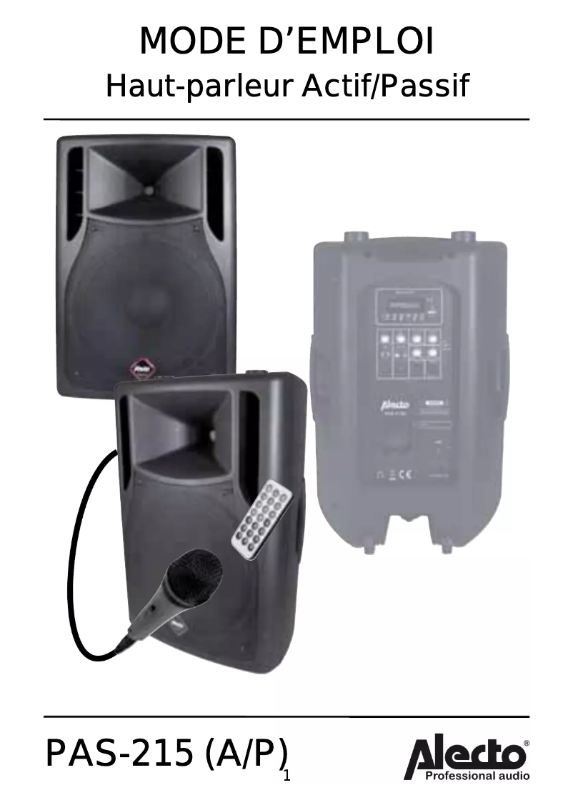 Page 1 de la notice Manuel utilisateur Alecto PAS-215 P