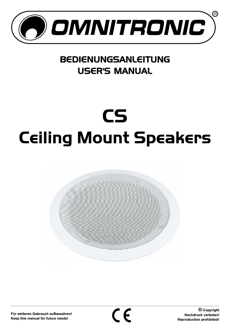 Page n°1 - Manuel utilisateur Omnitronic CS-8