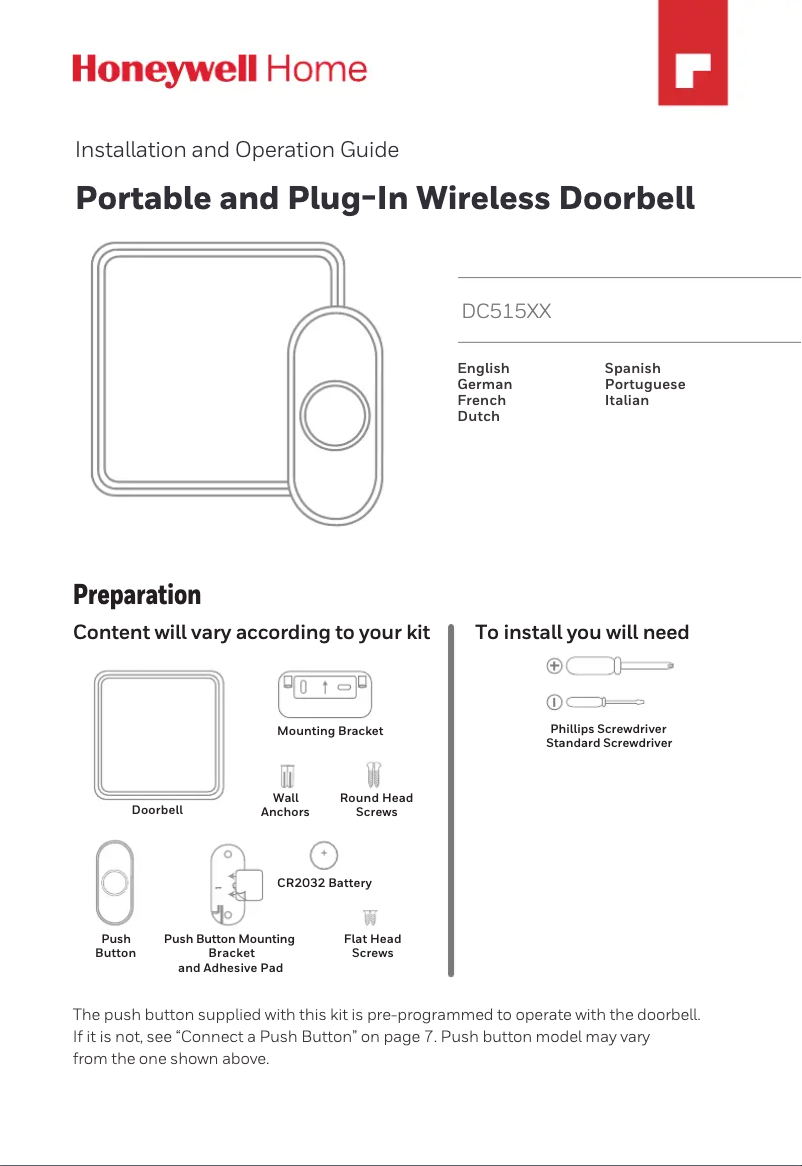 Page 1 de la notice Manuel utilisateur Honeywell DC515NBS