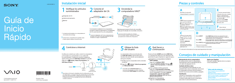 Página 1 del manual Guía de instalación Sony Vaio Tab 13 SVT13116FXS