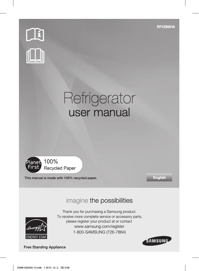 Page n°1 - Guide d'installation Samsung RF22KREDBSG