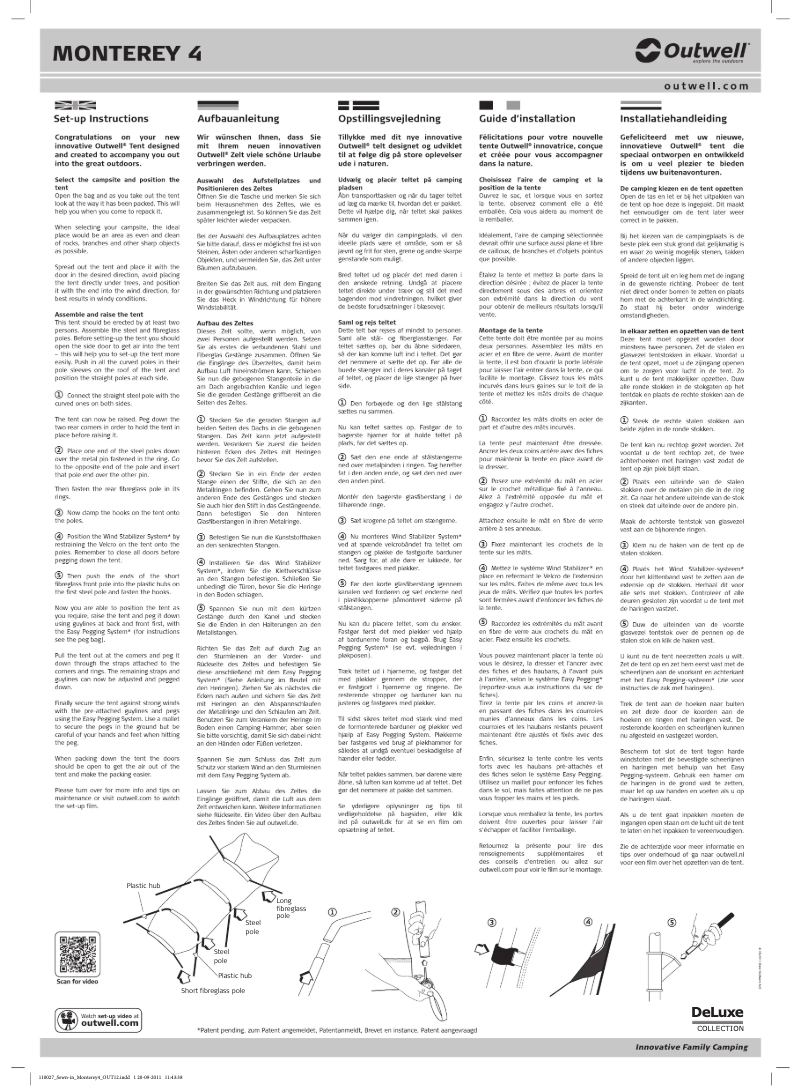 Page 1 de la notice Manuel utilisateur Outwell DeLuxe Green Monterey 4