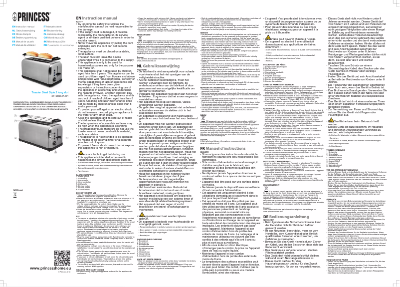 Page 1 de la notice Manuel utilisateur Princess Steel Style 2 142389