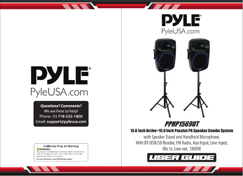 Page 1 de la notice Manuel utilisateur Pyle PPHP1569UT