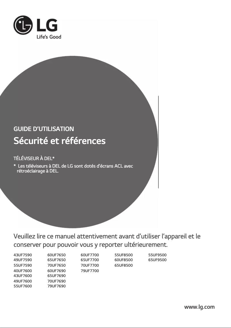 Page n°1 - Manuel utilisateur LG 65UF9500