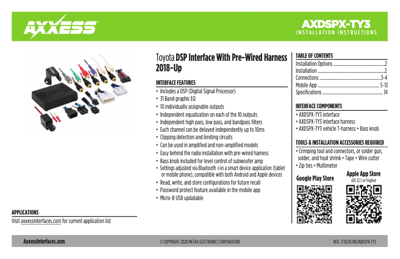 Page 1 de la notice Manuel utilisateur AXESS AXDSPX-TY3