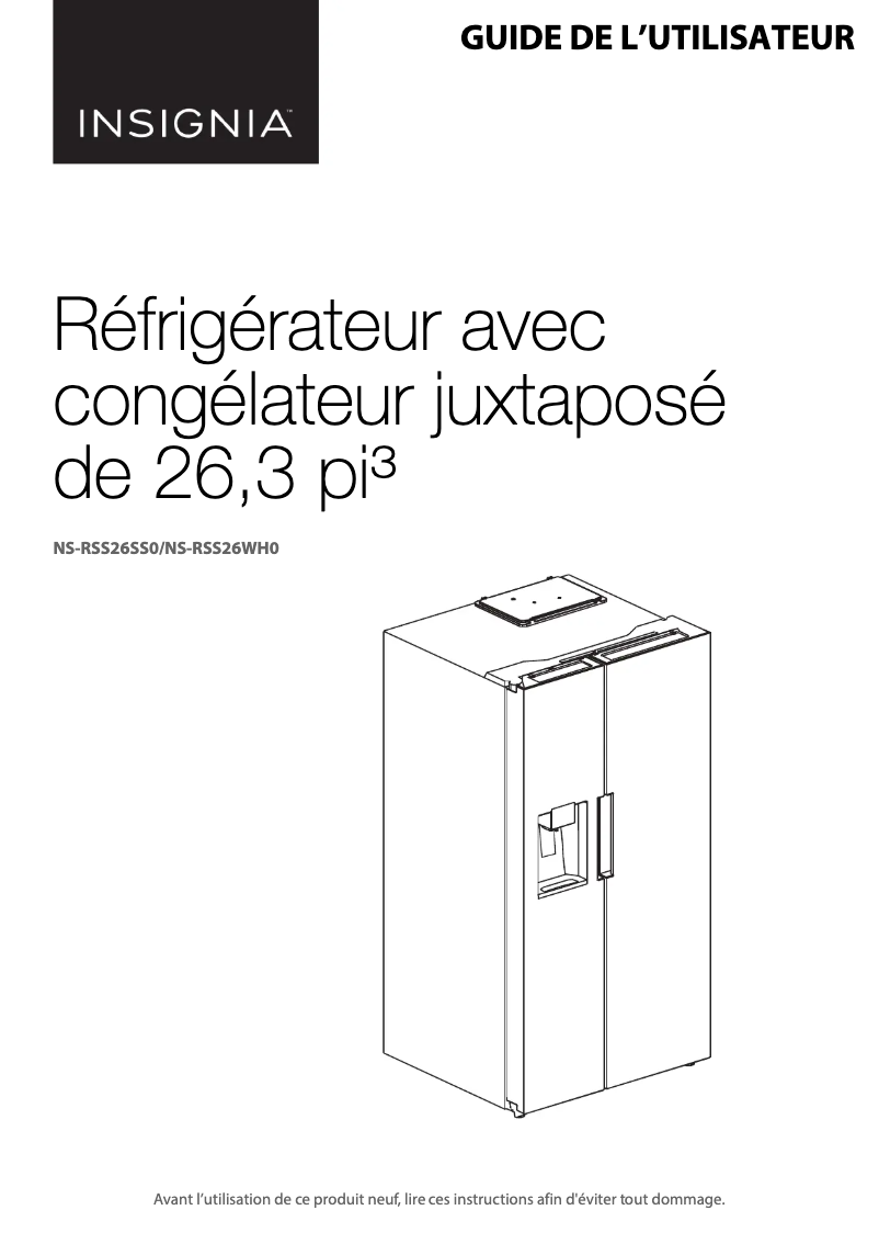 Page n°1 - Manuel utilisateur Insignia NS-RSS26WH0