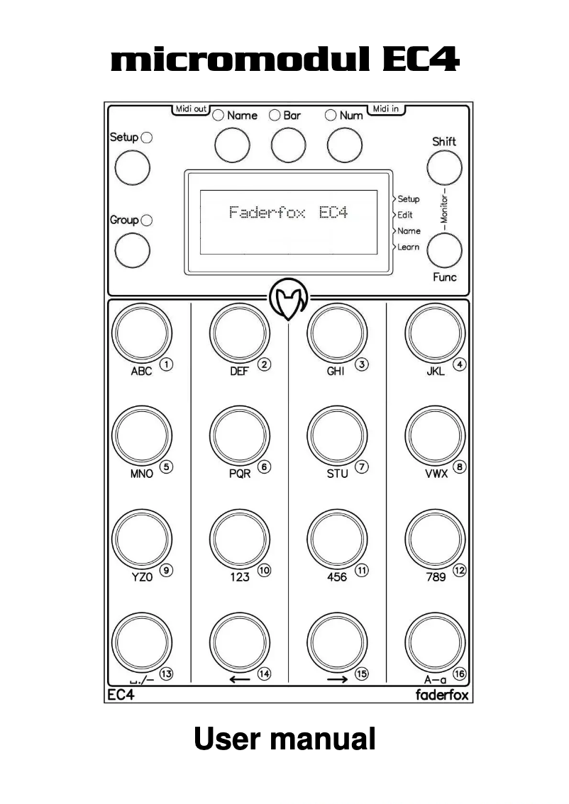 Page 1 de la notice Manuel utilisateur Faderfox Micromodul EC4