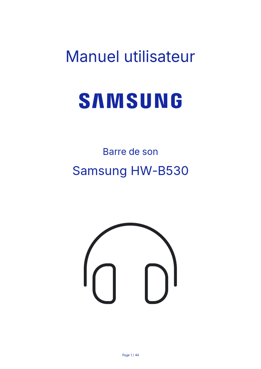 Page n°1 - Manuel utilisateur Samsung HW-B530
