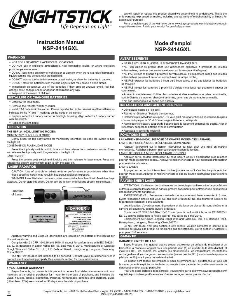 Image de la première page du manuel de l'appareil NSP-2414GXL