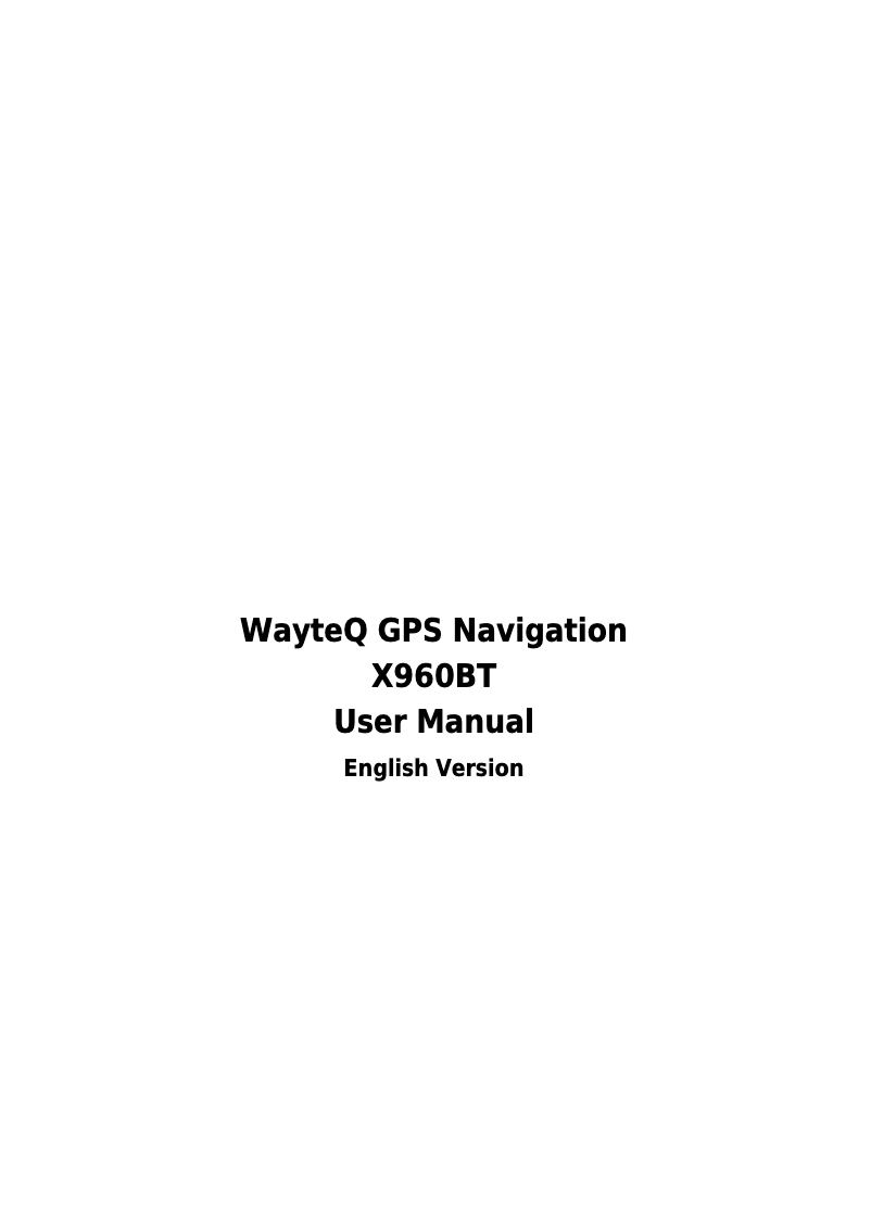 Page n°1 - Manuel utilisateur WayteQ X960BT