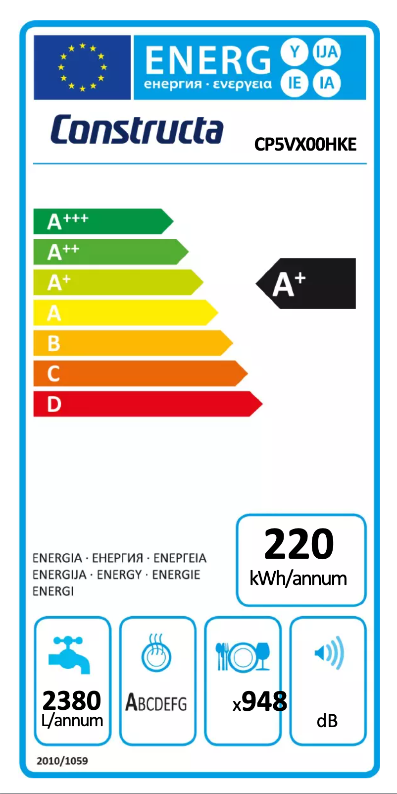 Page n°1 - Label énergétique Constructa CP5VX00HKE