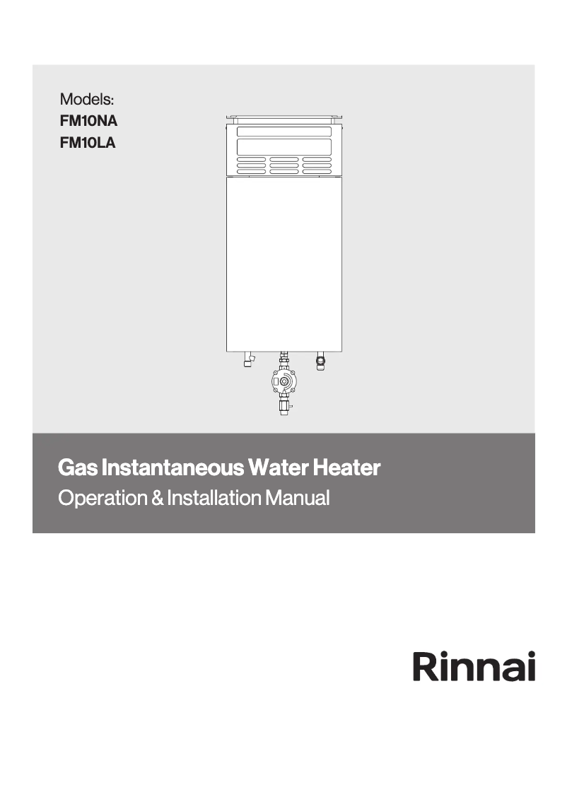 Page n°1 - Manuel utilisateur Rinnai FM10LA