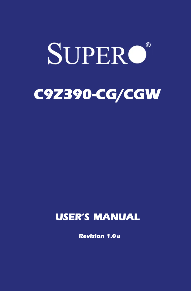 Page 1 de la notice Manuel utilisateur Supermicro C9Z390-CGW