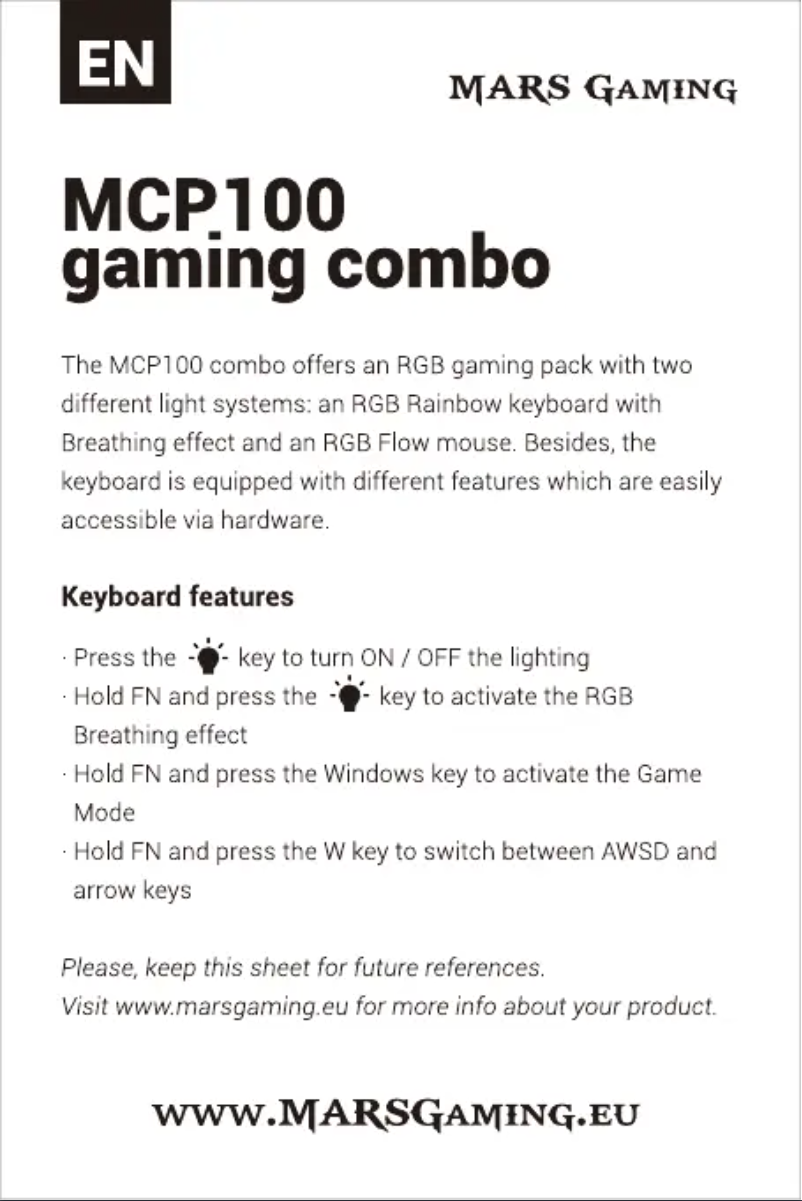 Image de la première page du manuel de l'appareil MCP100