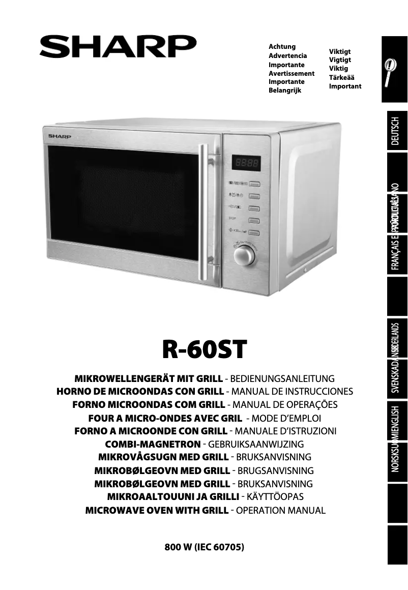 Page n°1 - Manuel utilisateur Sharp R-60STW