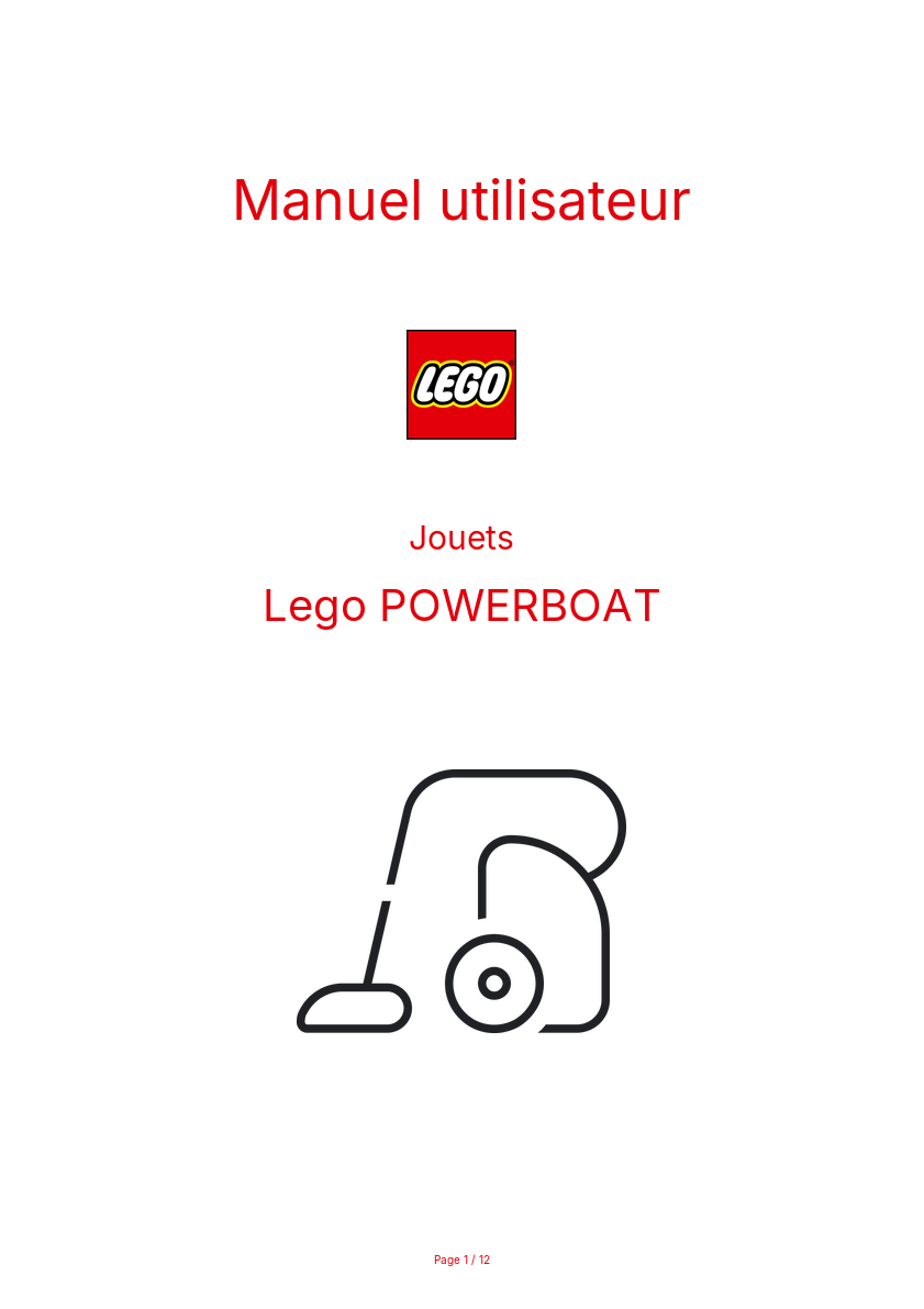 Page n°1 - Manuel utilisateur Lego POWERBOAT