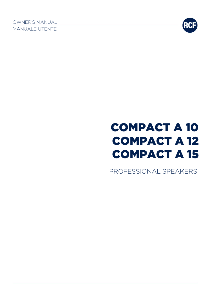 Page 1 de la notice Manuel utilisateur RCF COMPACT A 10