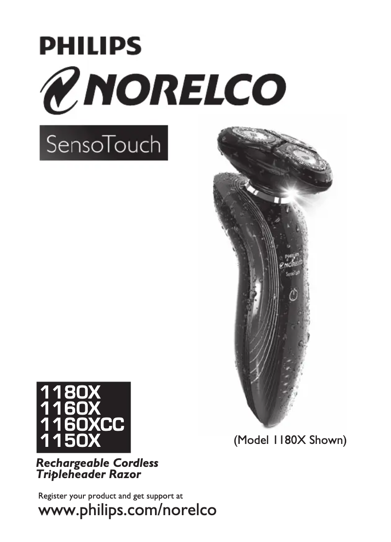 Page 1 de la notice Manuel utilisateur Philips Norelco SensoTouch 1180X
