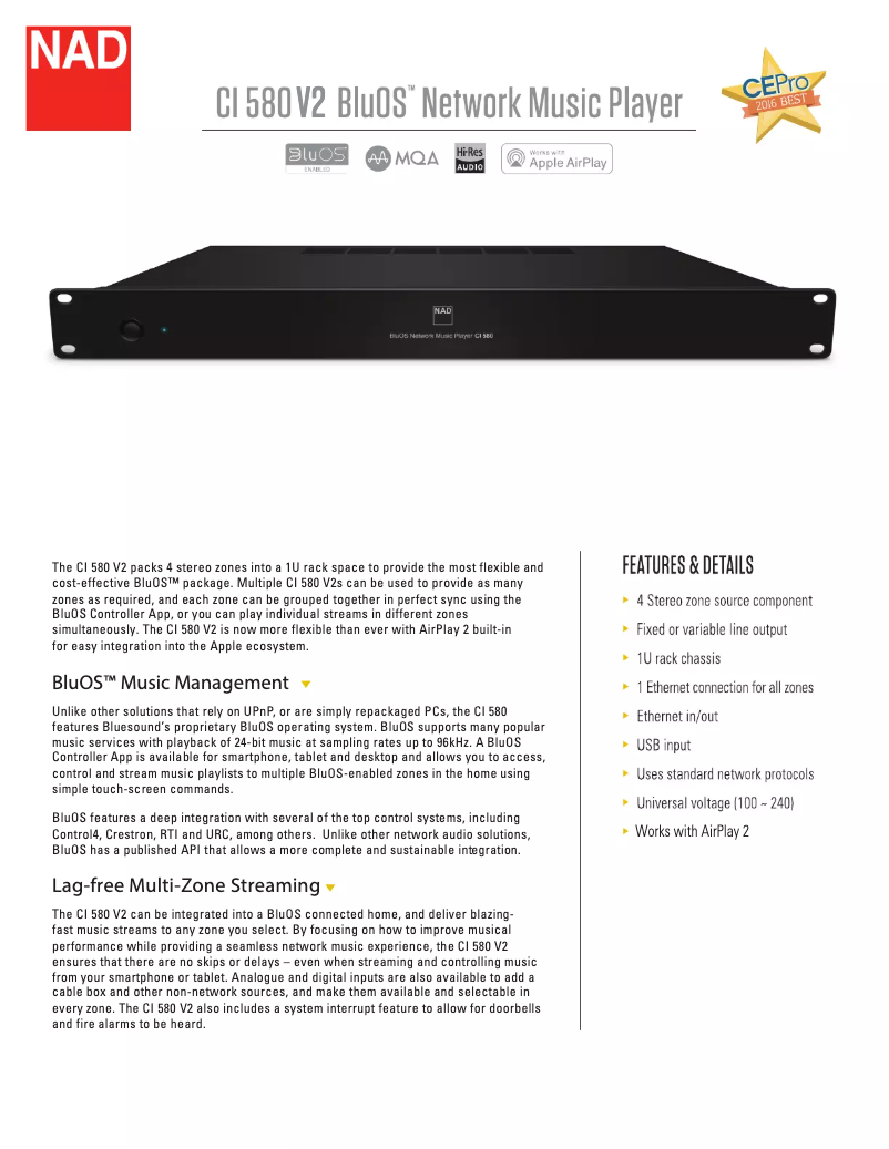 Image de la première page du manuel de l'appareil CI 580 V2