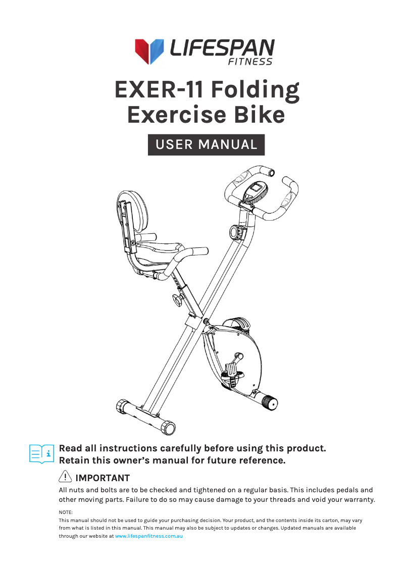 Página 1 del manual Manual de usuario LifeSpan EXER-11