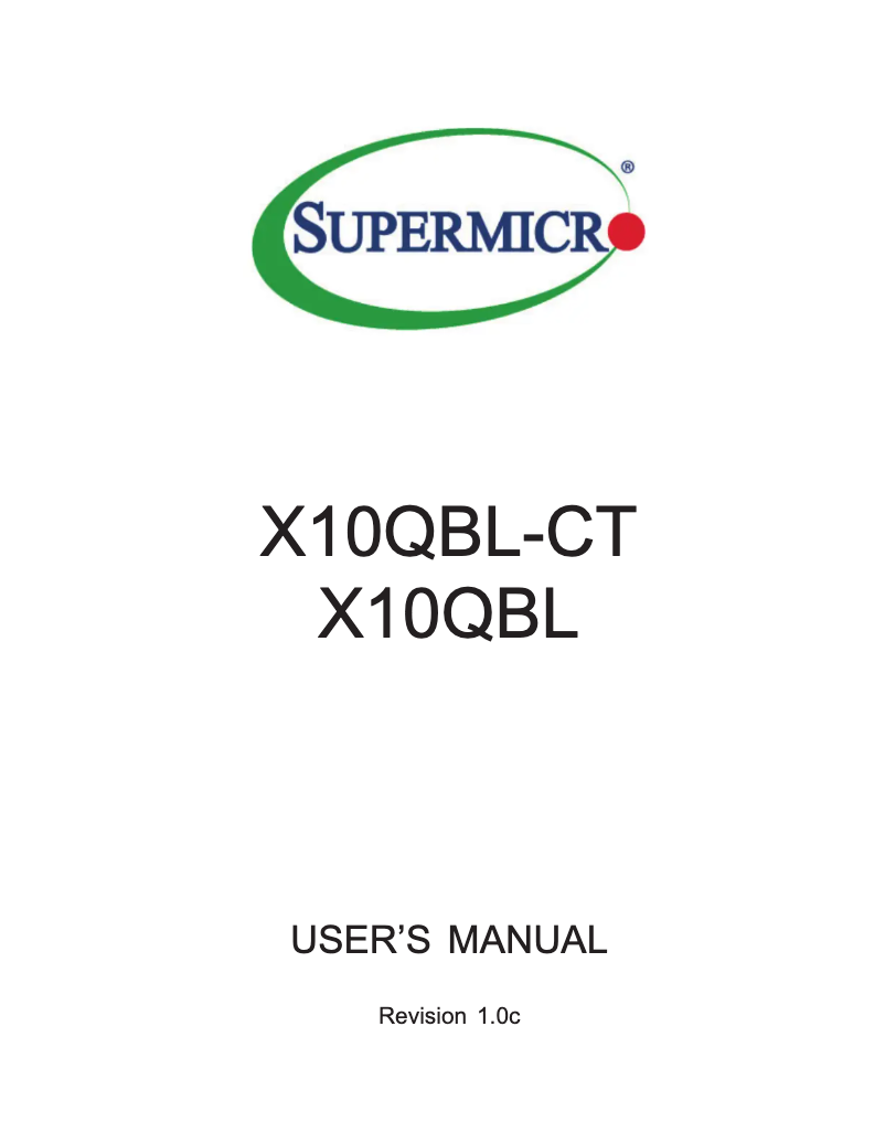 Page 1 de la notice Manuel utilisateur Supermicro X10QBL