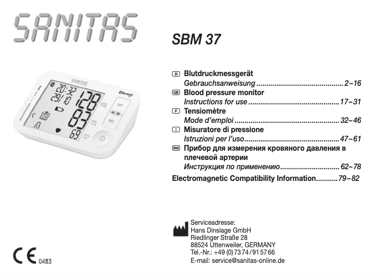 Página 1 del manual Manual de usuario Sanitas SBM 37