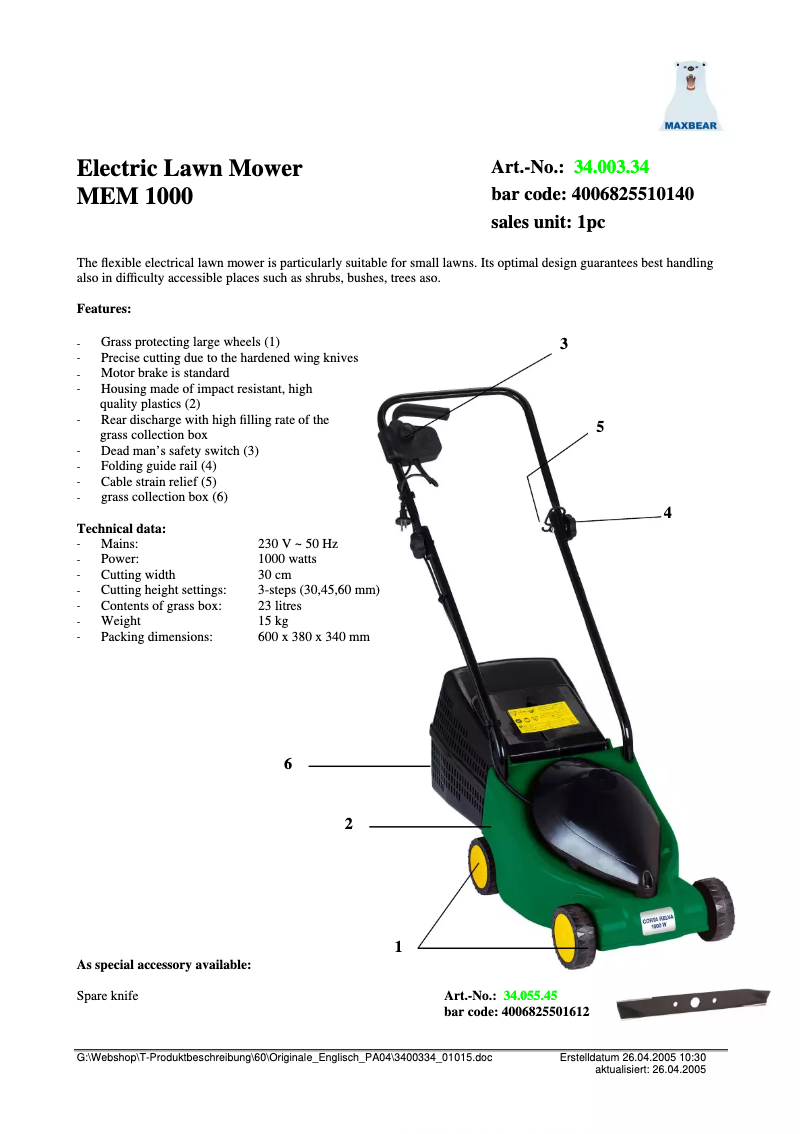 Página 1 del manual Manual de usuario Maxbear MEM 1000