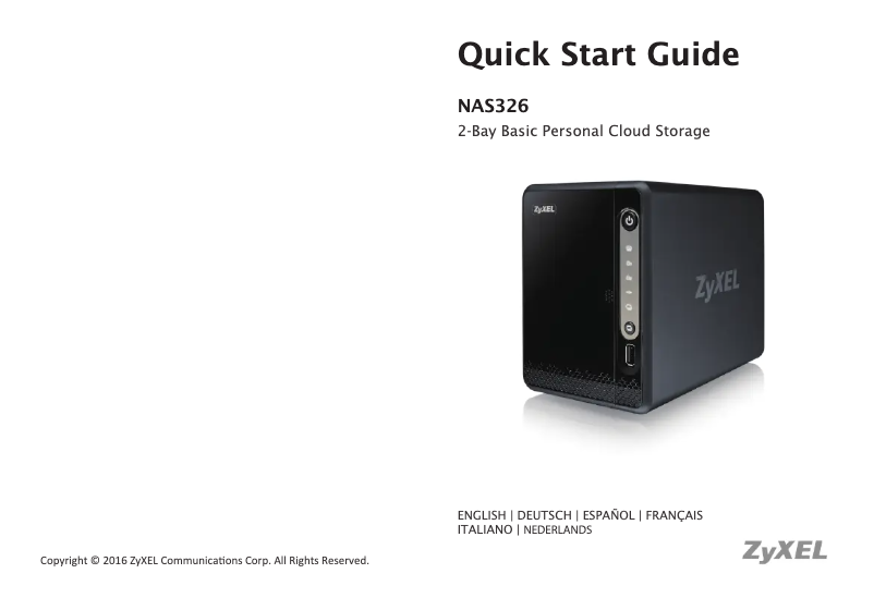 Page 1 de la notice Guide de démarrage rapide ZyXEL NAS326