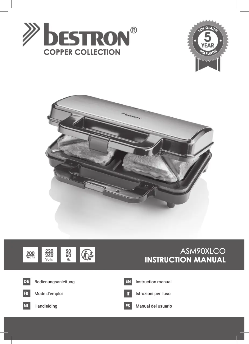 Page 1 de la notice Manuel utilisateur Bestron ASM90XLCO